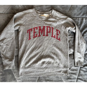Temple University Sweatshirt Crew Neck Gray RedShirt Size Medium